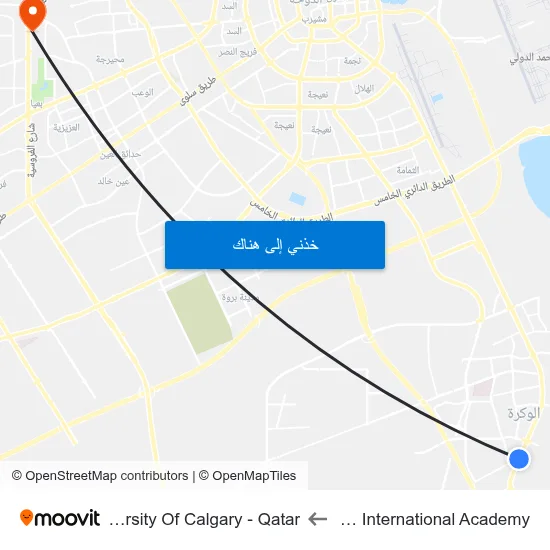 Amjad International Academy to University Of Calgary - Qatar map