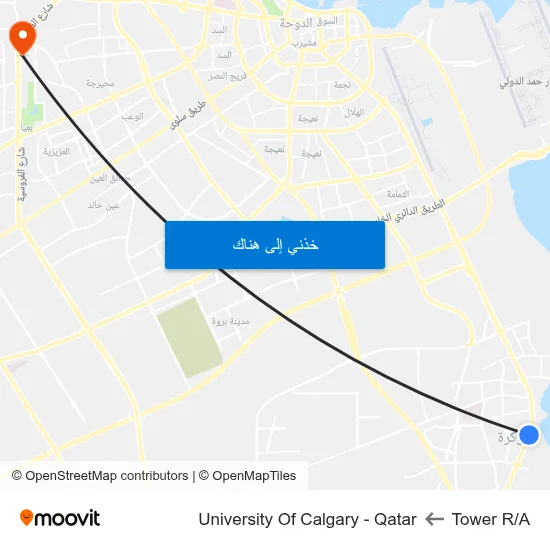 Tower R/A to University Of Calgary - Qatar map