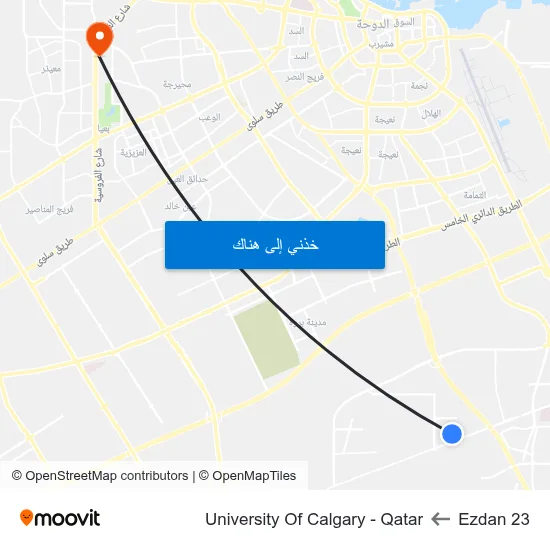 Ezdan 23 to University Of Calgary - Qatar map