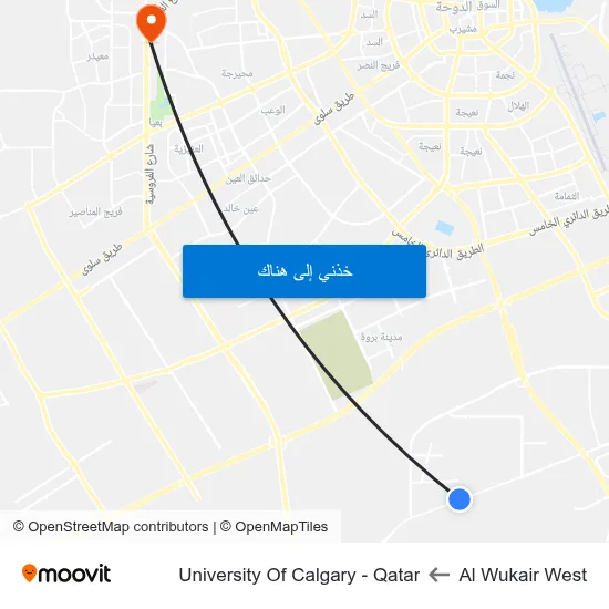 Al Wukair West to University Of Calgary - Qatar map