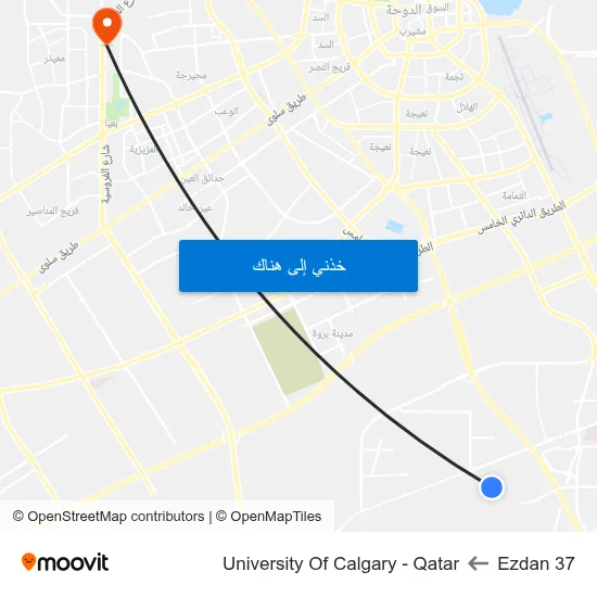 Ezdan 37 to University Of Calgary - Qatar map