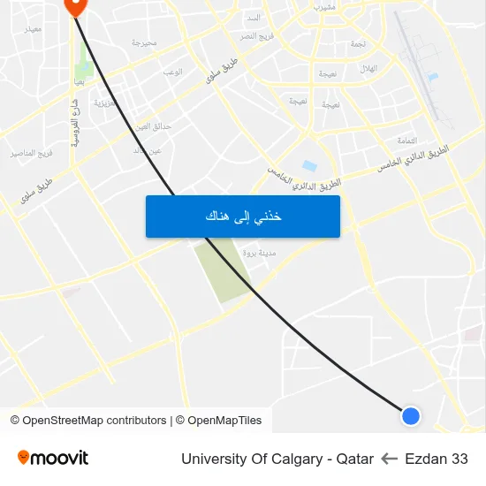 Ezdan 33 to University Of Calgary - Qatar map