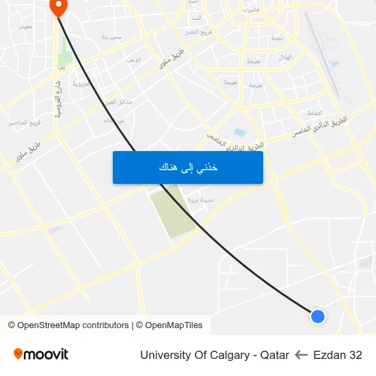 Ezdan 32 to University Of Calgary - Qatar map
