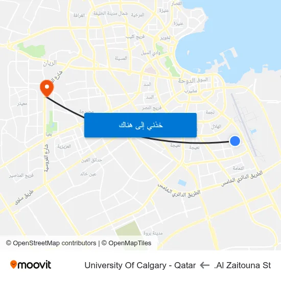 Al Zaitouna St. to University Of Calgary - Qatar map