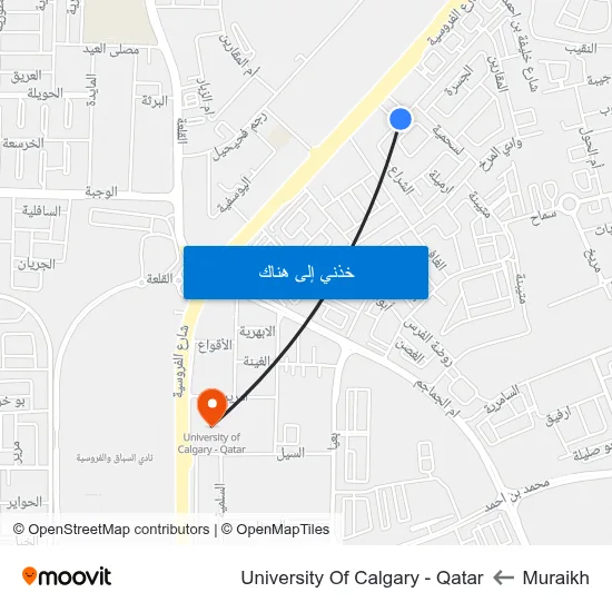 Muraikh to University Of Calgary - Qatar map