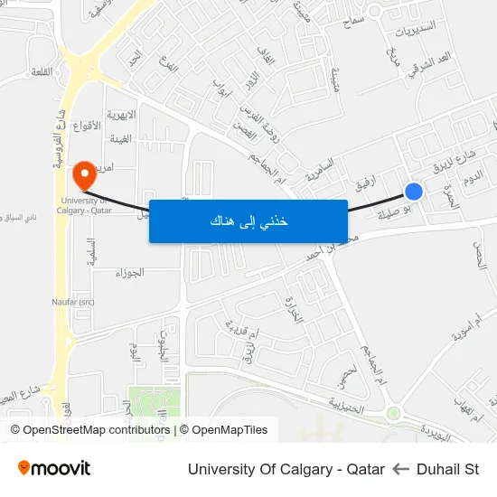 Duhail St to University Of Calgary - Qatar map