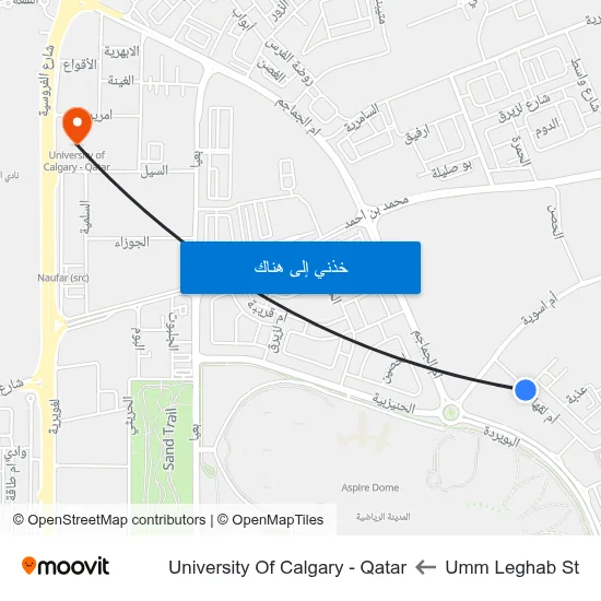 Umm Leghab St to University Of Calgary - Qatar map