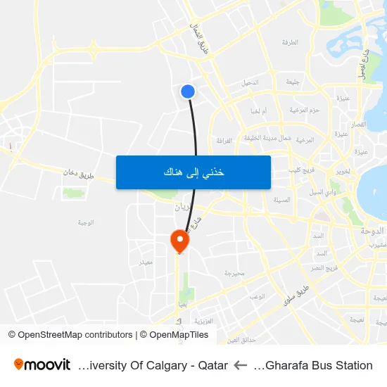 Al Gharafa Bus Station to University Of Calgary - Qatar map