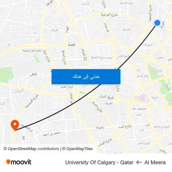 Al Meera to University Of Calgary - Qatar map