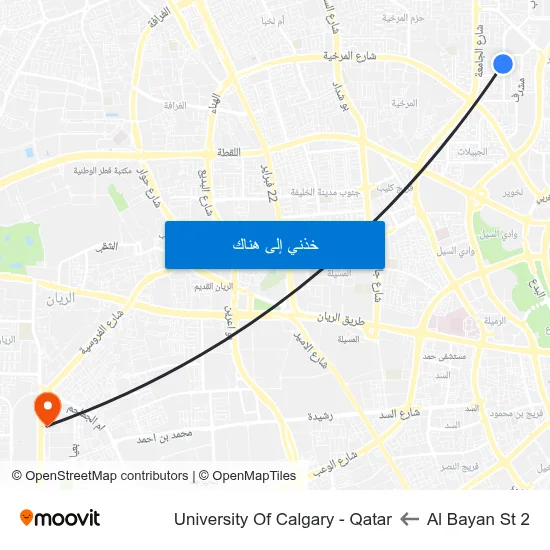 Al Bayan St 2 to University Of Calgary - Qatar map