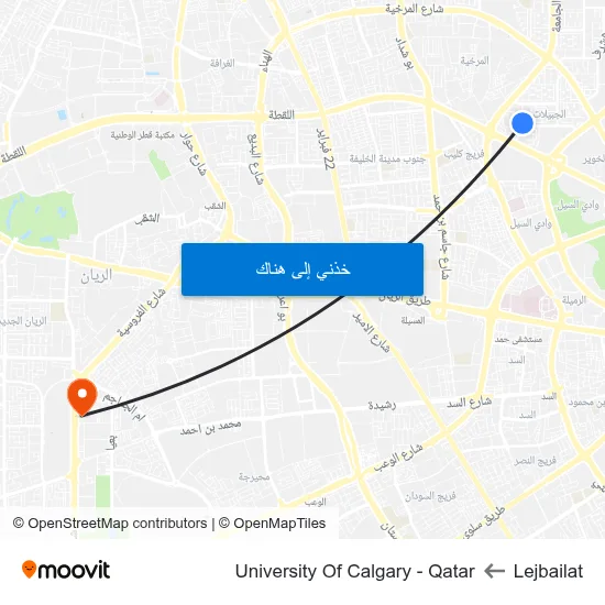 Lejbailat to University Of Calgary - Qatar map