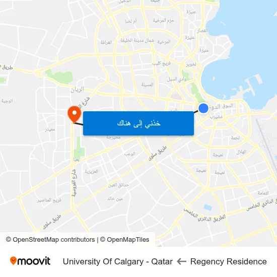Regency Residence to University Of Calgary - Qatar map