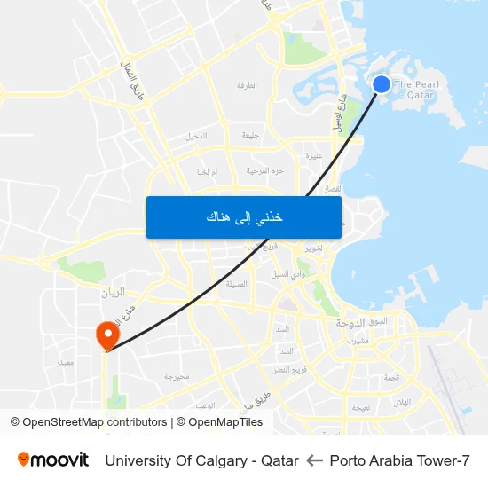 Porto Arabia Tower-7 to University Of Calgary - Qatar map