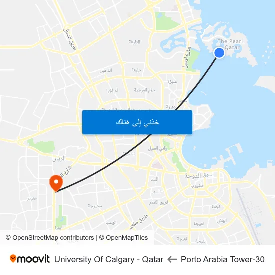 Porto Arabia Tower-30 to University Of Calgary - Qatar map