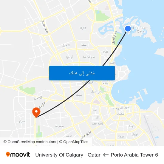 Porto Arabia Tower-6 to University Of Calgary - Qatar map