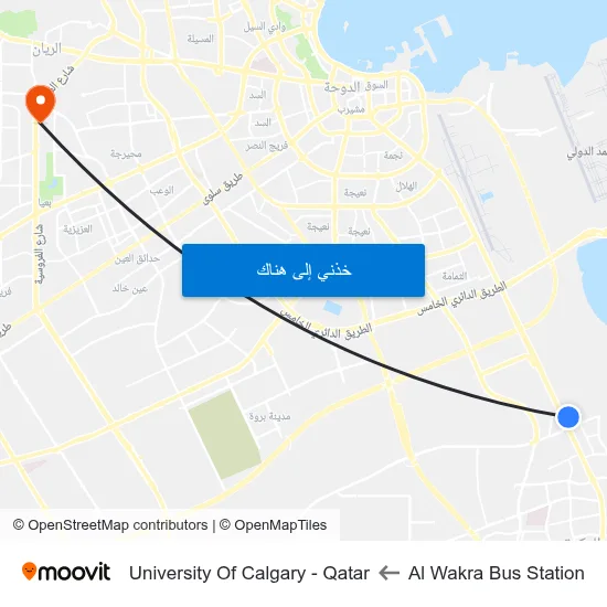 Al Wakra Bus Station to University Of Calgary - Qatar map