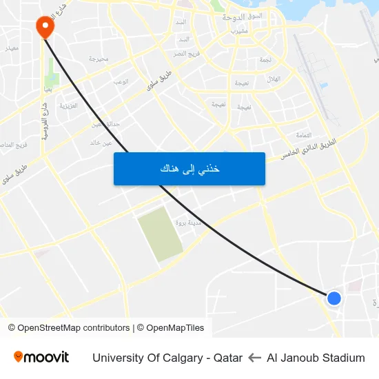 Al Janoub Stadium to University Of Calgary - Qatar map