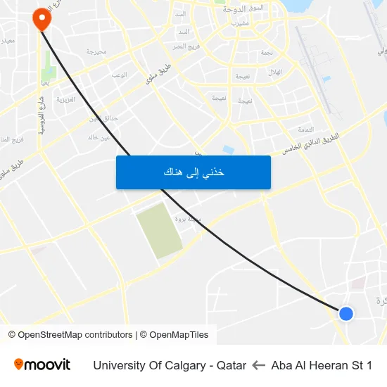 Aba Al Heeran St 1 to University Of Calgary - Qatar map