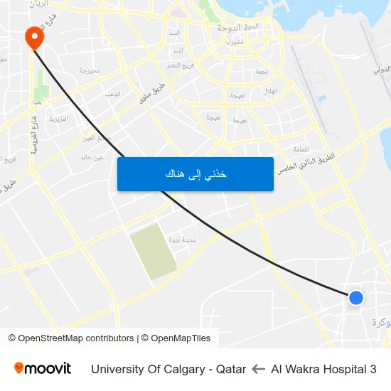 Al Wakra Hospital 3 to University Of Calgary - Qatar map