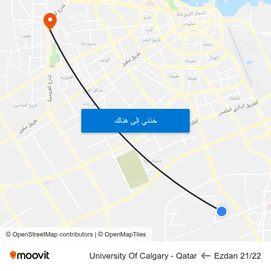 Ezdan 21/22 to University Of Calgary - Qatar map