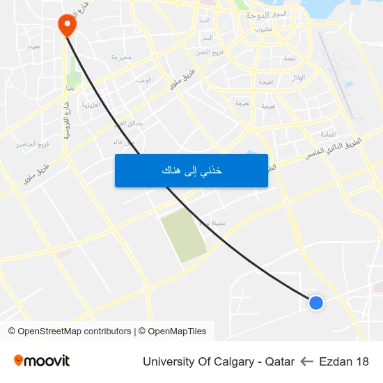 Ezdan 18 to University Of Calgary - Qatar map
