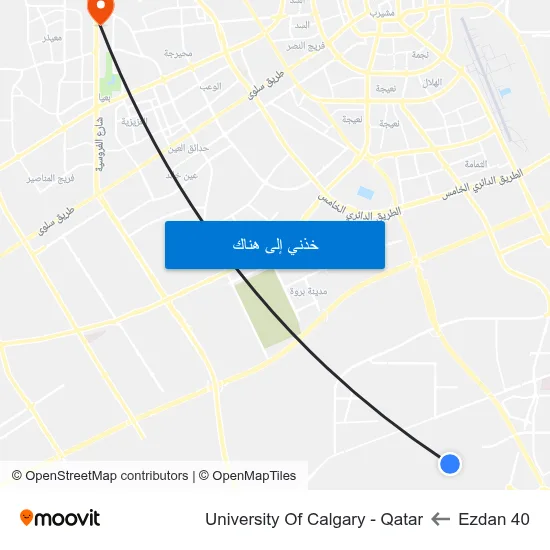 Ezdan 40 to University Of Calgary - Qatar map