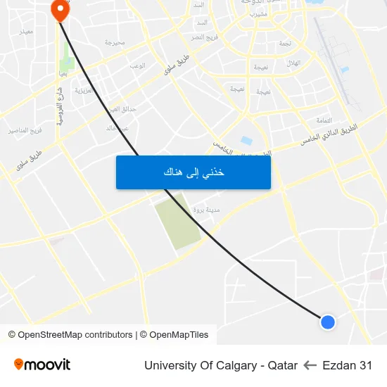 Ezdan 31 to University Of Calgary - Qatar map