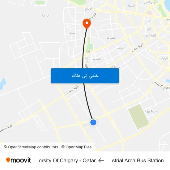Industrial Area Bus Station to University Of Calgary - Qatar map