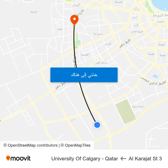 Al Karajat St 3 to University Of Calgary - Qatar map