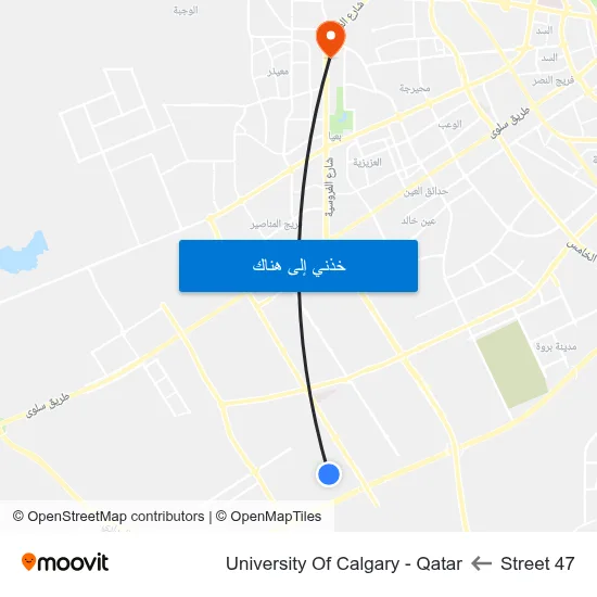 Street 47 to University Of Calgary - Qatar map