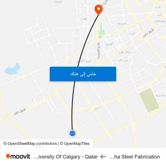 Doha Steel Fabrication to University Of Calgary - Qatar map