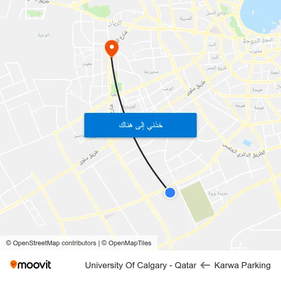 Karwa Parking to University Of Calgary - Qatar map
