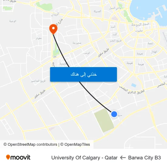 Barwa City B3 to University Of Calgary - Qatar map