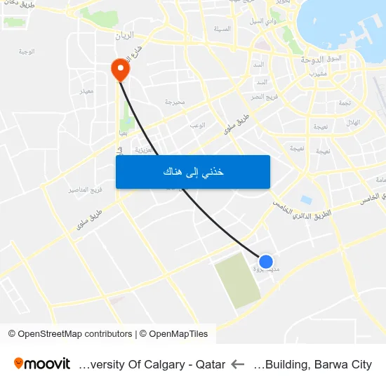 K1 Building, Barwa City to University Of Calgary - Qatar map