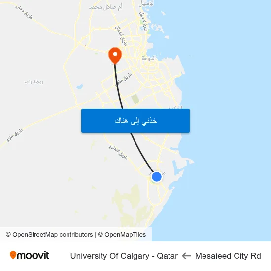 Mesaieed City Rd to University Of Calgary - Qatar map