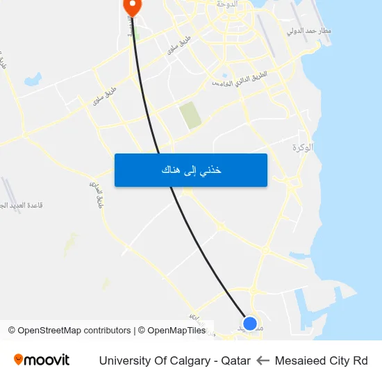 Mesaieed City Rd to University Of Calgary - Qatar map