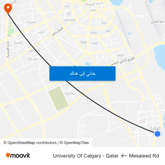 Mesaieed Rd to University Of Calgary - Qatar map