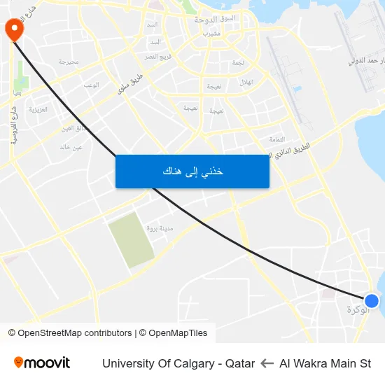 Al Wakra Main St to University Of Calgary - Qatar map