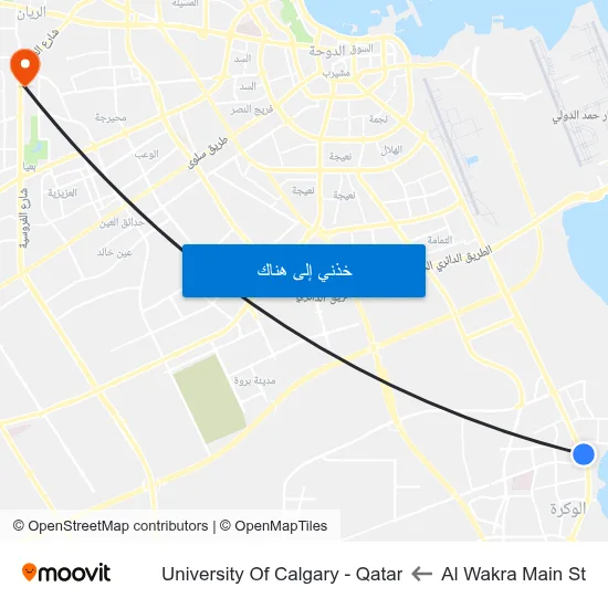 Al Wakra Main St to University Of Calgary - Qatar map