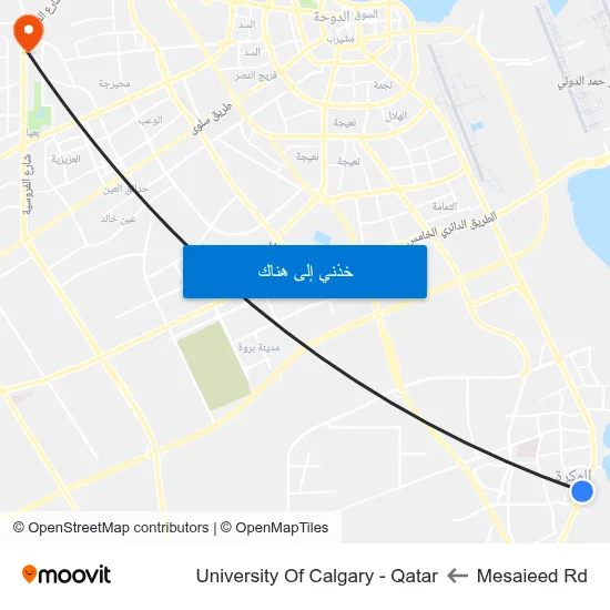 Mesaieed Rd to University Of Calgary - Qatar map