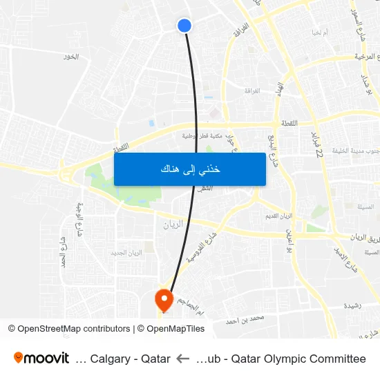 Al Gharrafa Sports Club - Qatar Olympic Committee to University Of Calgary - Qatar map