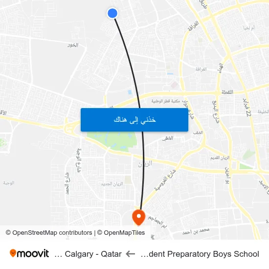 Abu Obaida Independent Preparatory Boys School to University Of Calgary - Qatar map