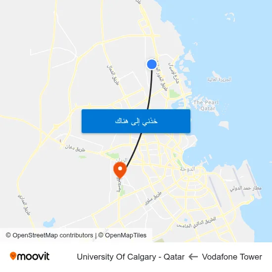 Vodafone Tower to University Of Calgary - Qatar map