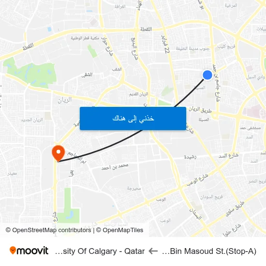 Urwa Bin Masoud St.(Stop-A) to University Of Calgary - Qatar map