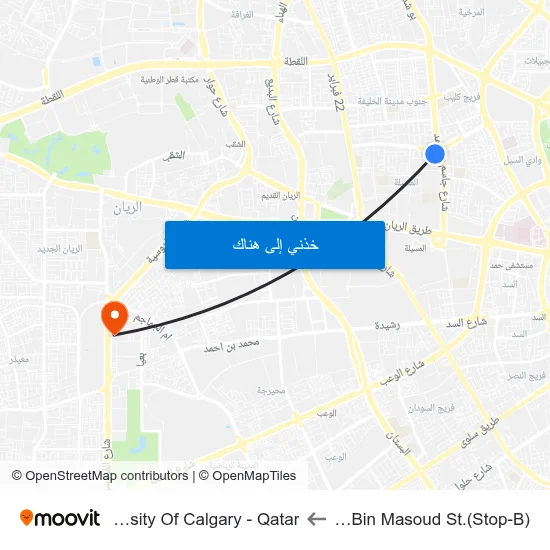 Urwa Bin Masoud St.(Stop-B) to University Of Calgary - Qatar map