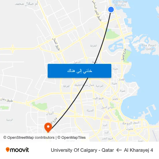 Al Kharayej 4 to University Of Calgary - Qatar map