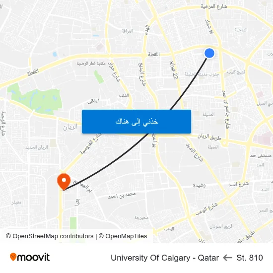 St. 810 to University Of Calgary - Qatar map