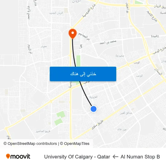 Al Numan Stop B to University Of Calgary - Qatar map