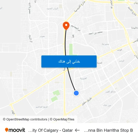Al Muthanna Bin Harritha Stop B to University Of Calgary - Qatar map