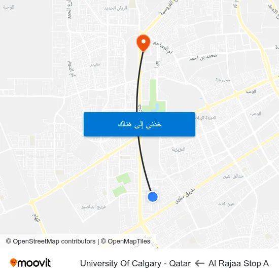 Al Rajaa Stop A to University Of Calgary - Qatar map